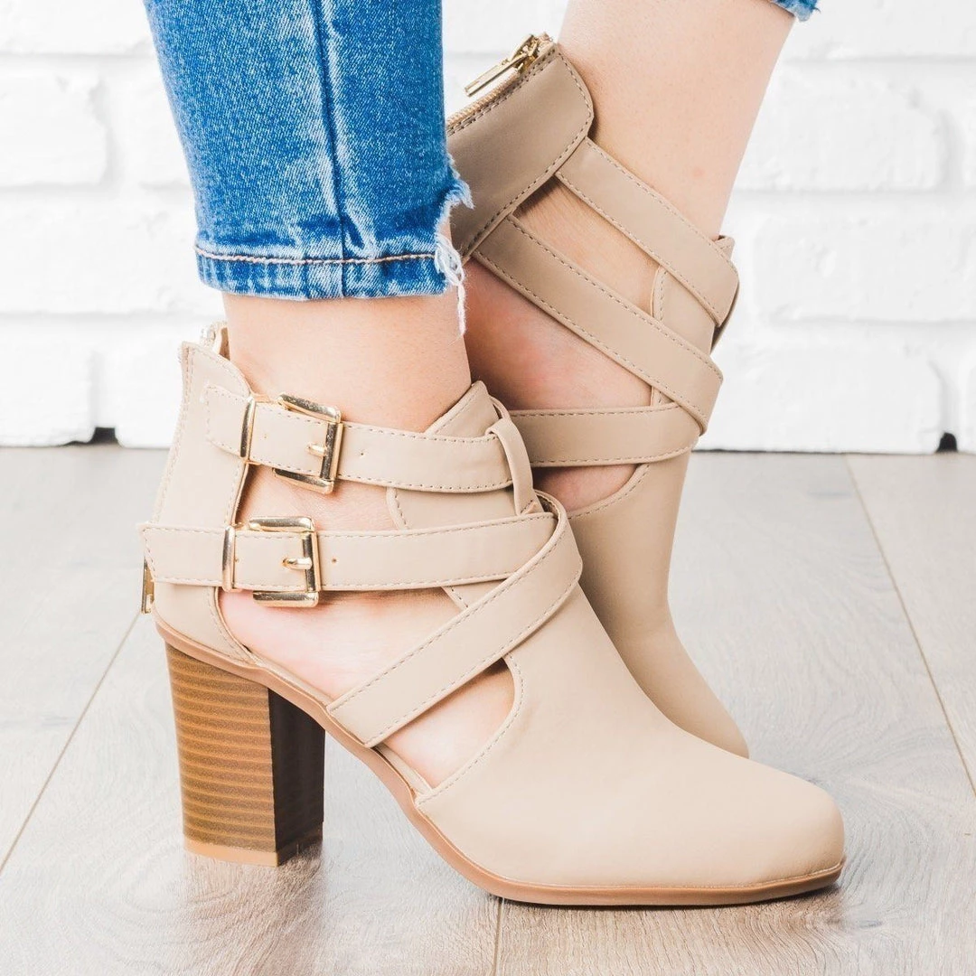 Bella Marie Newest Arrivals Strappy Chic Faux Leather Buckle Booties 3 Bella Marie Newest Arrivals Strappy Chic Faux Leather Buckle Booties