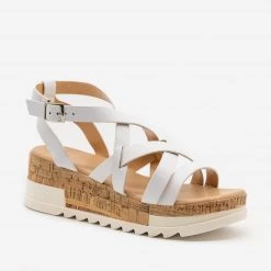 Yoki Strappy Cork Wedge Sandals