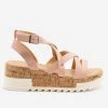 Yoki Strappy Cork Wedge Sandals