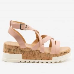 Yoki Strappy Cork Wedge Sandals