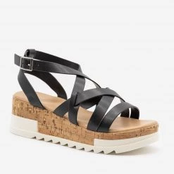 Yoki Strappy Cork Wedge Sandals