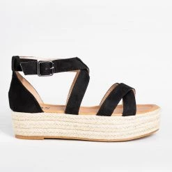 AMS Shoes Newest Arrivals Strappy Criss Cross Espadrille Flatforms