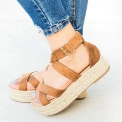 AMS Shoes Newest Arrivals Strappy Criss Cross Espadrille Flatforms
