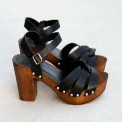 Bamboo Shoes Strappy Decal Heel