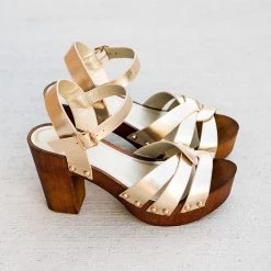 Bamboo Shoes Strappy Decal Heel