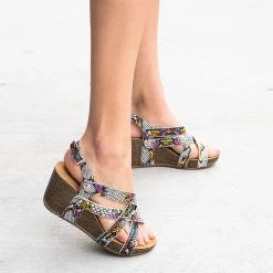 Yoki Strappy Decal Wedges Newest Arrivals