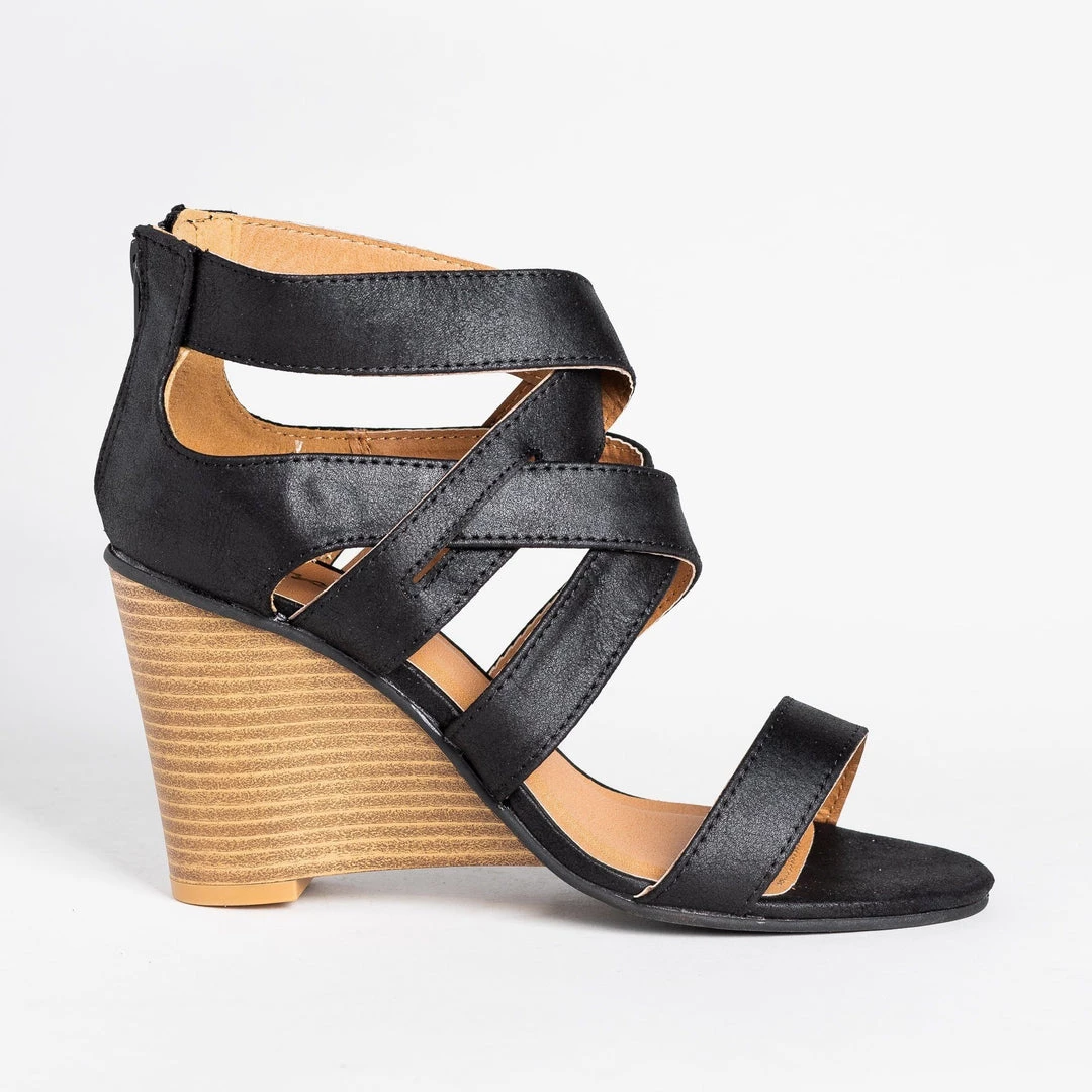 Qupid Shoes Newest Arrivals Strappy Diva Stacked Wedges 3 Qupid Shoes Newest Arrivals Strappy Diva Stacked Wedges