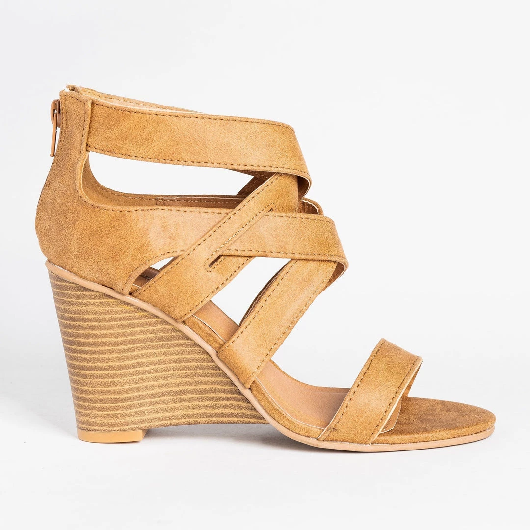Qupid Shoes Newest Arrivals Strappy Diva Stacked Wedges 1 Qupid Shoes Newest Arrivals Strappy Diva Stacked Wedges