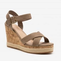 Top Moda Strappy Espadrille Cork Wedges