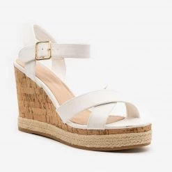 Top Moda Strappy Espadrille Cork Wedges