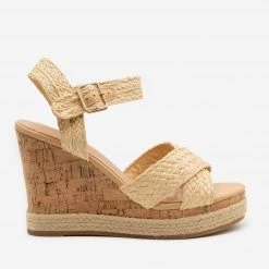 Top Moda Strappy Espadrille Cork Wedges