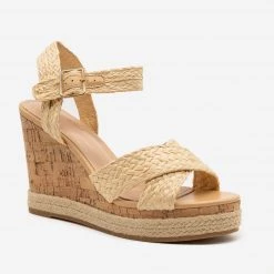 Top Moda Strappy Espadrille Cork Wedges