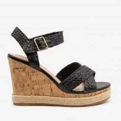 Top Moda Strappy Espadrille Cork Wedges