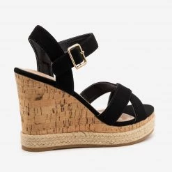 Top Moda Strappy Espadrille Cork Wedges