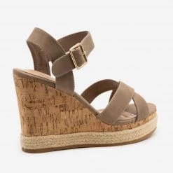 Top Moda Strappy Espadrille Cork Wedges