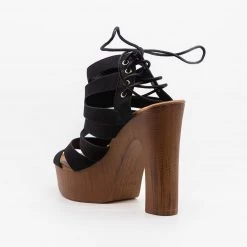 Weeboo Newest Arrivals Strappy Lace Up Clog Heel