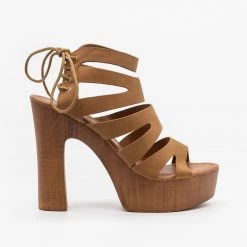 Weeboo Newest Arrivals Strappy Lace Up Clog Heel