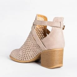 Qupid Shoes Strappy Mesh Open Toe Booties