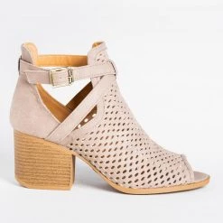 Qupid Shoes Strappy Mesh Open Toe Booties