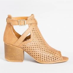 Qupid Shoes Strappy Mesh Open Toe Booties
