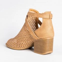 Qupid Shoes Strappy Mesh Open Toe Booties