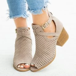 Qupid Shoes Strappy Mesh Open Toe Booties
