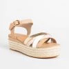 Bamboo Shoes Strappy Metallic Espadrille Flatform Wedges Newest Arrivals