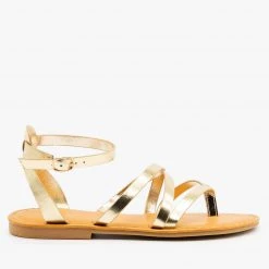 Bamboo Shoes Strappy Metallic Gold Summer Sandals