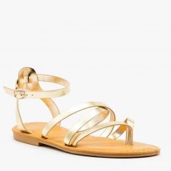 Bamboo Shoes Strappy Metallic Gold Summer Sandals