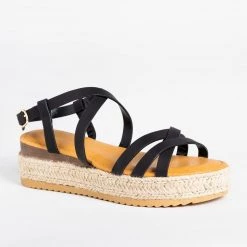 Bamboo Shoes Newest Arrivals Strappy Multi-Toned Espadrille Flatforms