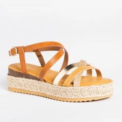 Bamboo Shoes Newest Arrivals Strappy Multi-Toned Espadrille Flatforms