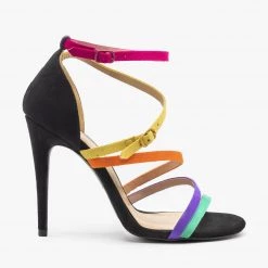 Qupid Shoes Strappy Rainbow Heels Newest Arrivals