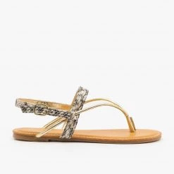 Bamboo Shoes Newest Arrivals Strappy Snakeskin Metallic Sandals