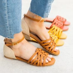 Qupid Shoes Newest Arrivals Strappy Woven Ankle Strap Sandals