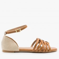 Qupid Shoes Newest Arrivals Strappy Woven Ankle Strap Sandals