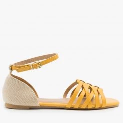 Qupid Shoes Newest Arrivals Strappy Woven Ankle Strap Sandals