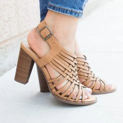 Soda Shoes Newest Arrivals Strappy Woven Chunky Heel
