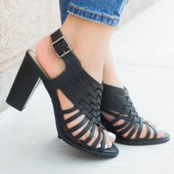 Soda Shoes Newest Arrivals Strappy Woven Chunky Heel