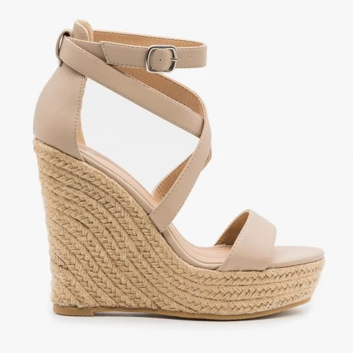 Novo Shoes Newest Arrivals Strappy Wraparound Espadrille Wedges