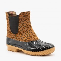 Nature Breeze Street Style Cheetah Print Duck Boots