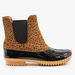 Nature Breeze Street Style Cheetah Print Duck Boots