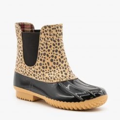 Nature Breeze Street Style Cheetah Print Duck Boots