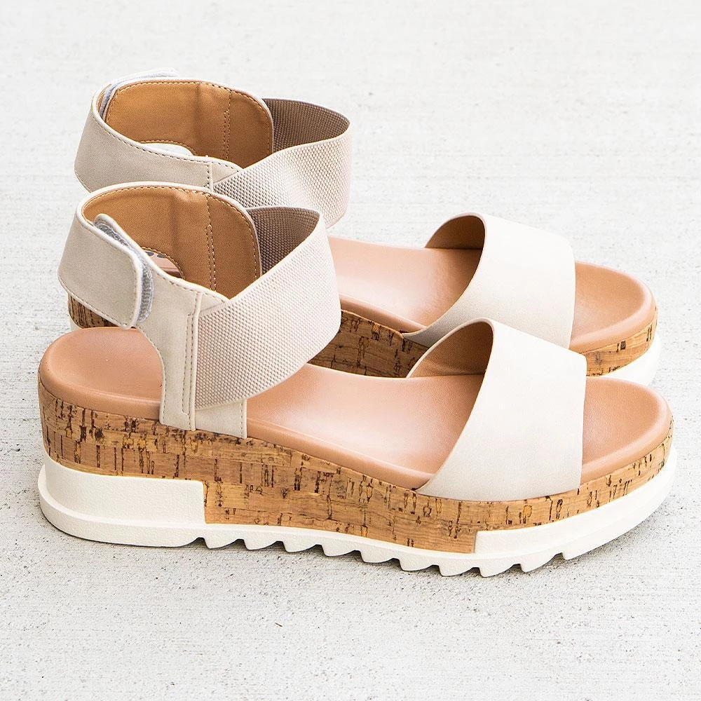 Soda Shoes Stretchy Cork Sole Sandals 2 Soda Shoes Stretchy Cork Sole Sandals