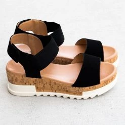Soda Shoes Stretchy Cork Sole Sandals
