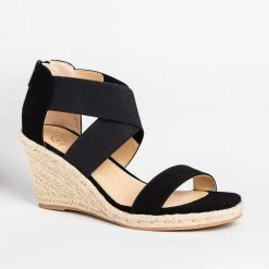 Soda Shoes Newest Arrivals Stretchy Criss Cross Espadrille Wedges
