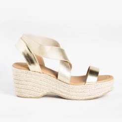 Qupid Shoes Newest Arrivals Stretchy Strap Espadrille Sandal Wedges