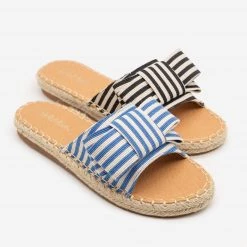 Bella Marie Newest Arrivals Striped Bow Espadrille Sandals