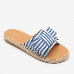 Bella Marie Newest Arrivals Striped Bow Espadrille Sandals