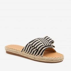 Bella Marie Newest Arrivals Striped Bow Espadrille Sandals