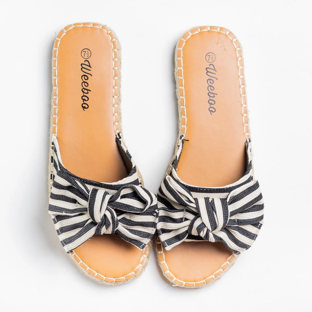 Weeboo Striped Bow Tie Espadrille Sandals 4 Weeboo Striped Bow Tie Espadrille Sandals